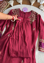 Shama Hand  Zardoshi Aline Dress- Maroon