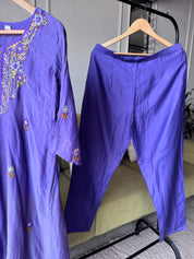 Shilpa Embroided Mul Chanderi Dress- Lavender