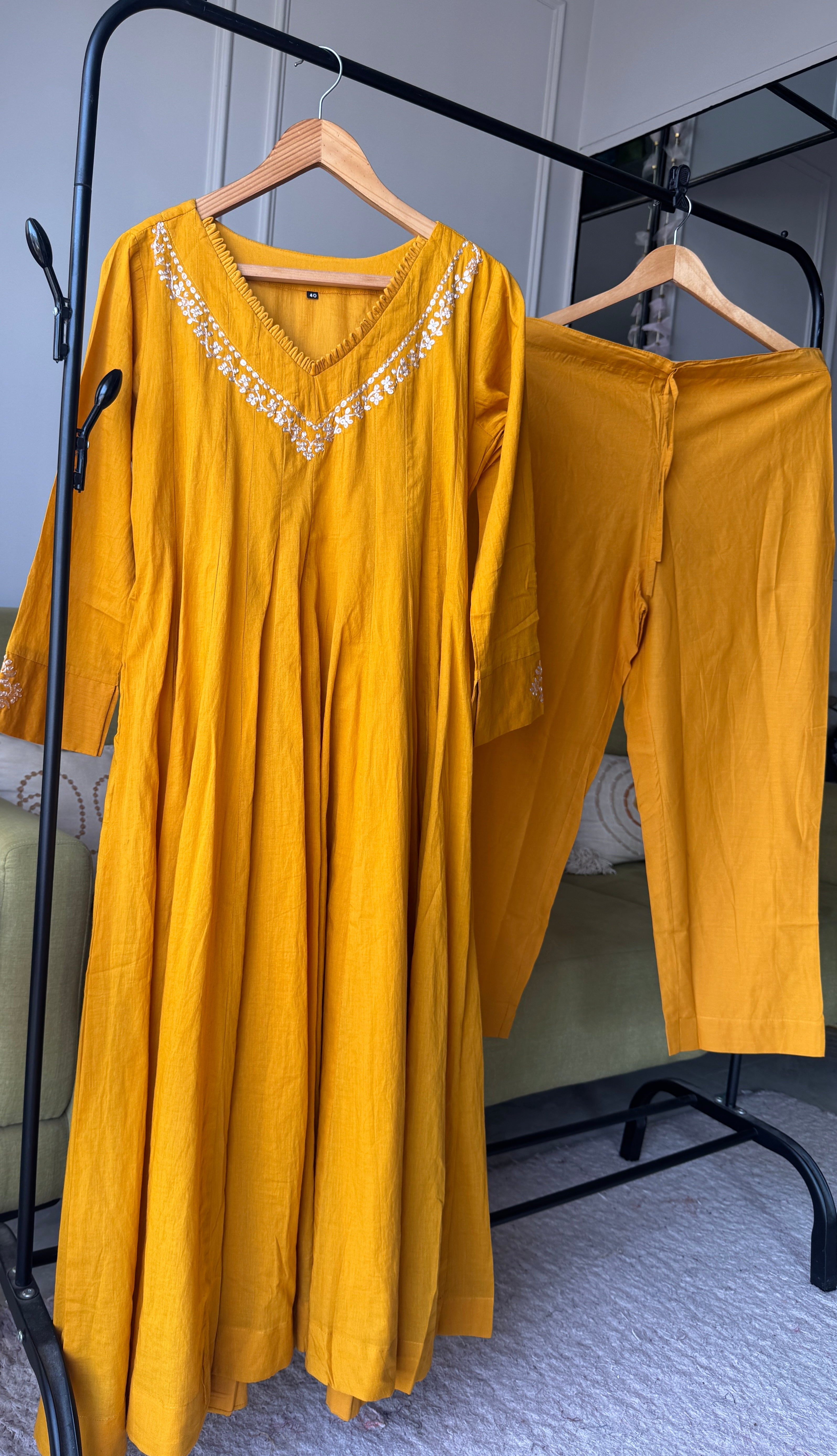 Harshi Mul Cotton Zari Work Dress