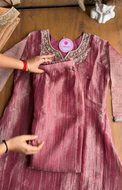 Saumya Green Emerald Hand Work Dress- Pink