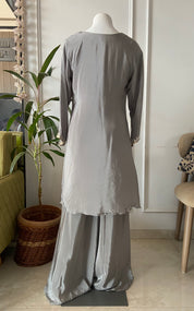 Rakshita crepe silk sequin word Coords - Silver