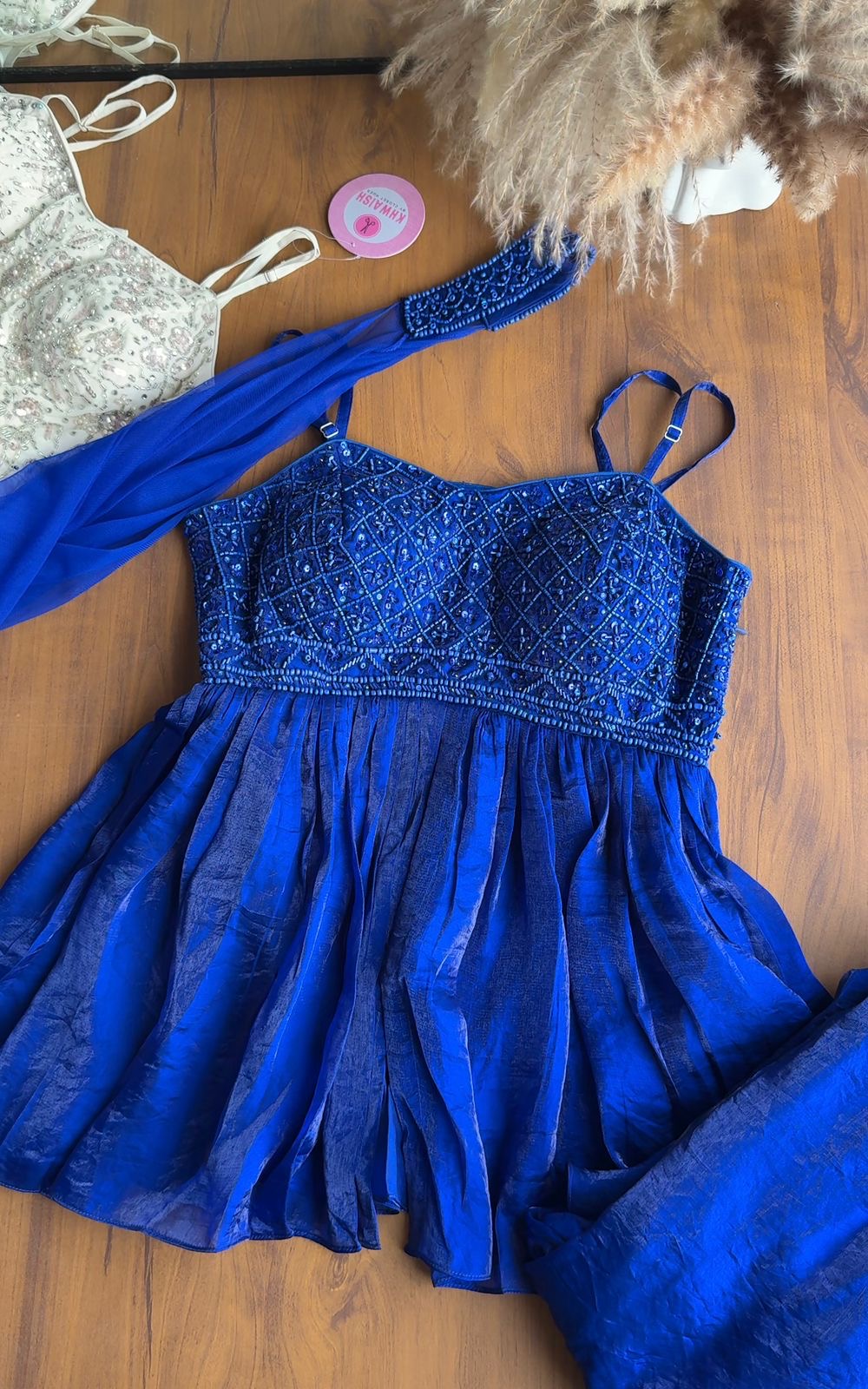 Jenna Handwork Sharara Dress- White