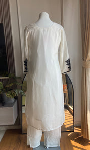 Urvi Russian Silk Embroided Dress- White