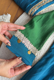 Priya Dual Tone Dress- Blue with Green