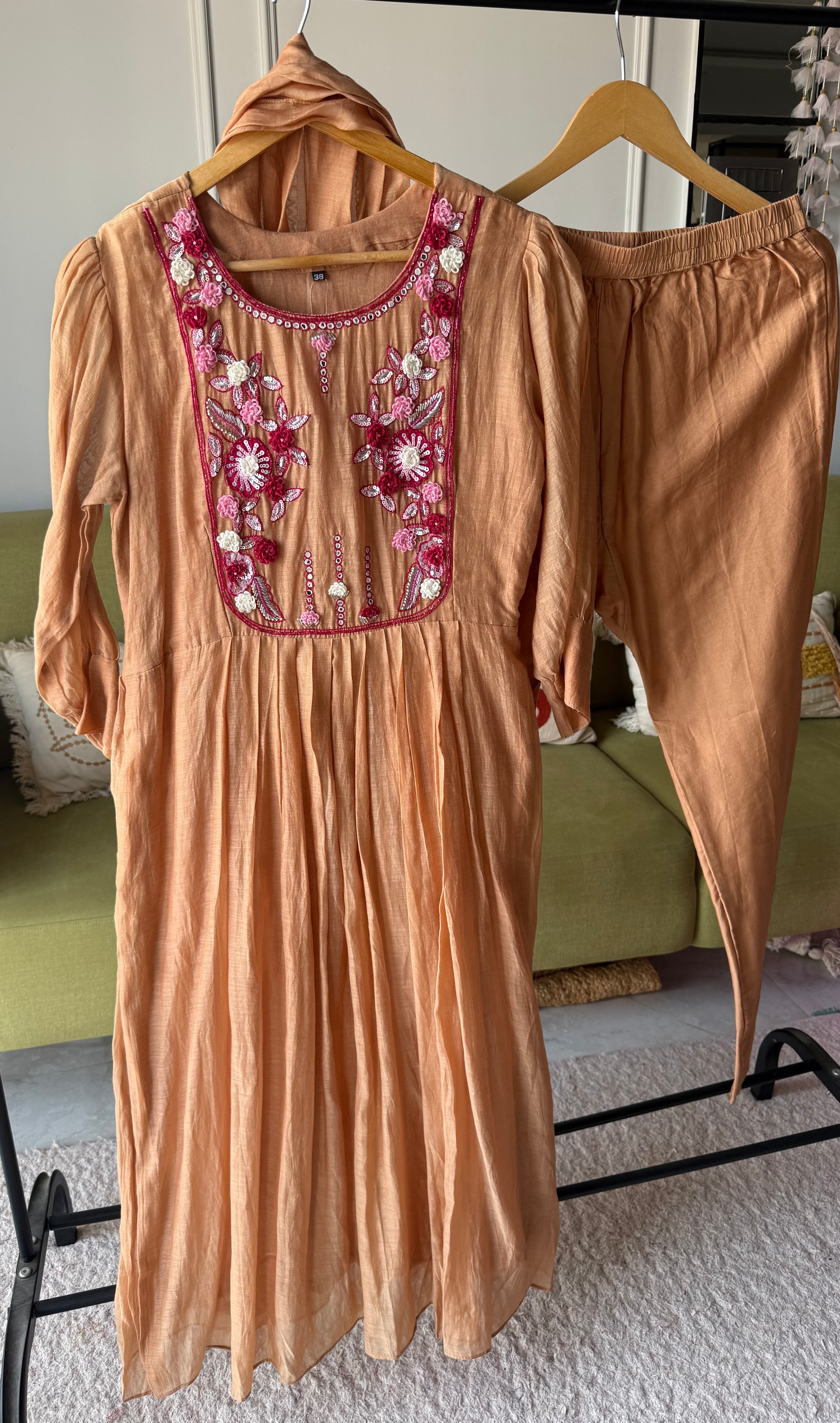 Sarika Embroided Mul Chanderi Dress
