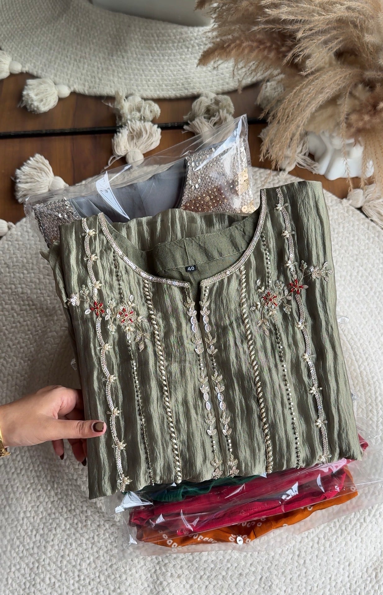 Sweeral Handwork Tissue Coord Set- Mint Green
