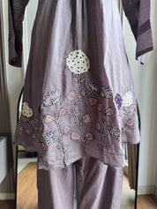 Hema Embroided Short kurta Dress-Lavender
