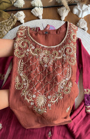 Shama Hand  Zardoshi Aline Dress- Brown