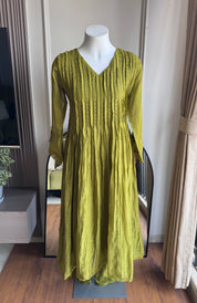 Pushti Handwork Mul Chanderi  Dress - Green