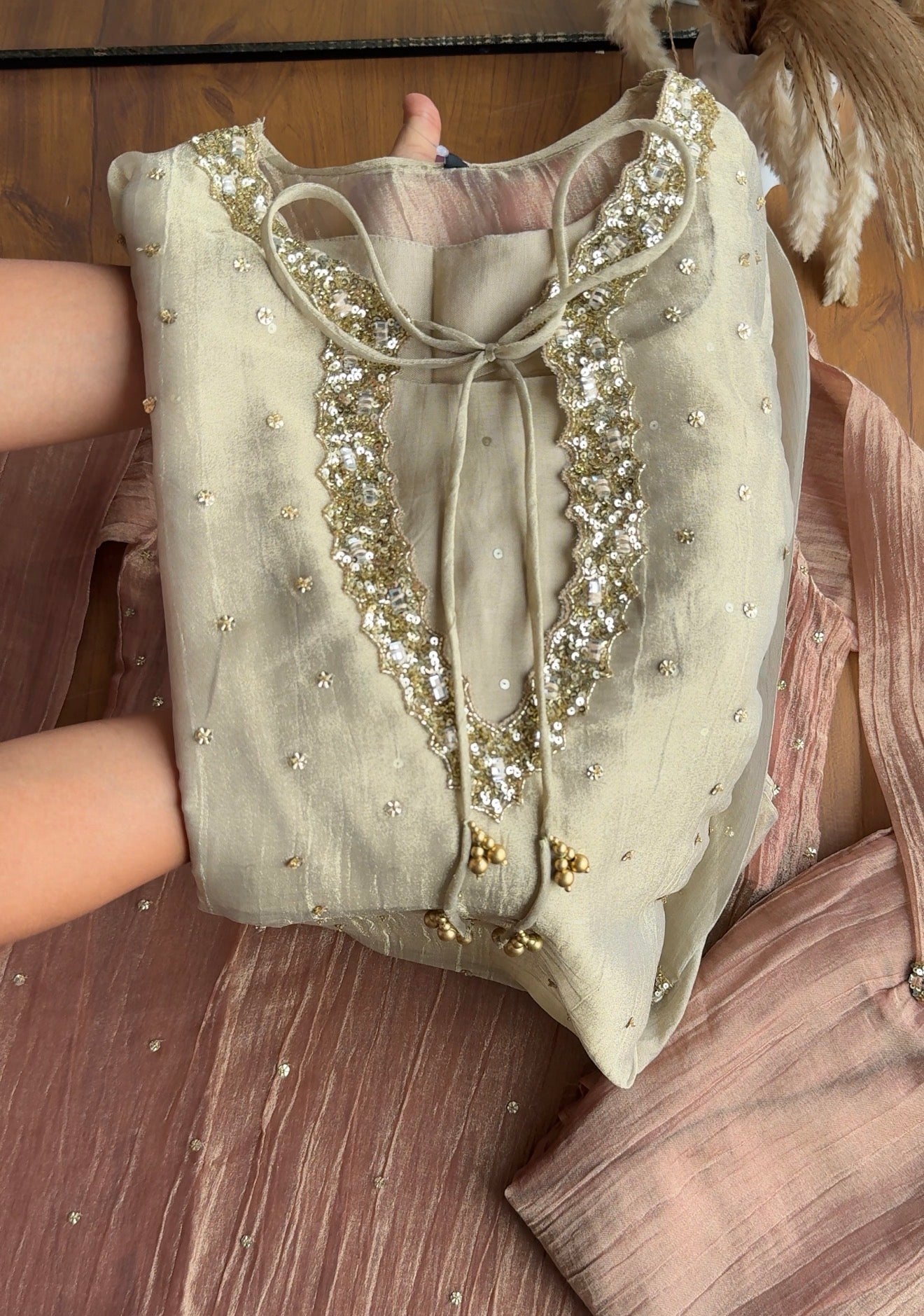 Kashi three piece hand work Coords - Champagne
