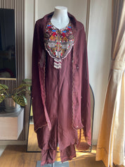 Niti Handwork Dress-Brown