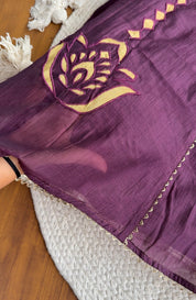Vrutti lotus appliqué and cutwork aline dress- Wine