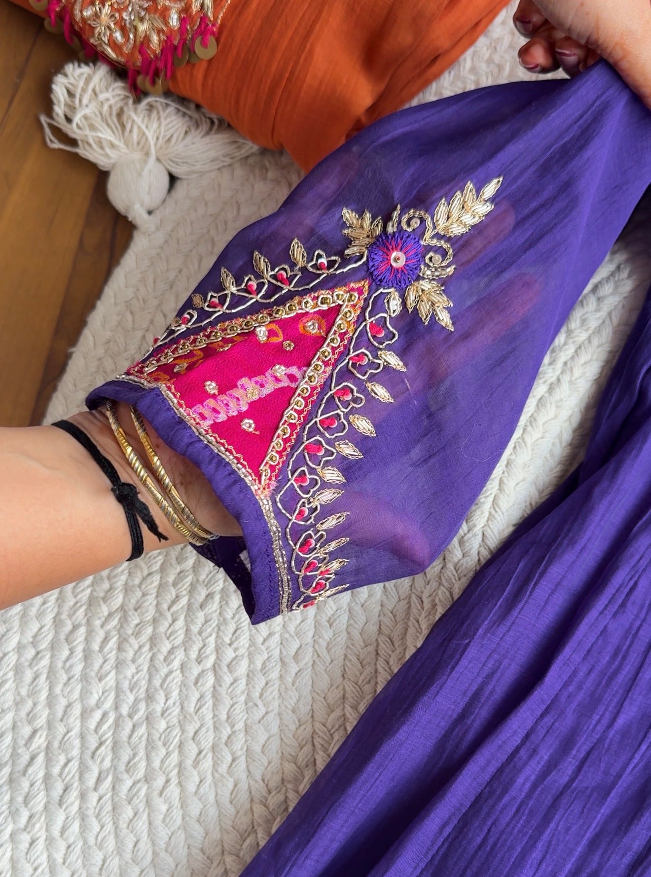 Roshini Bandhej Anarkali Dress- Purple
