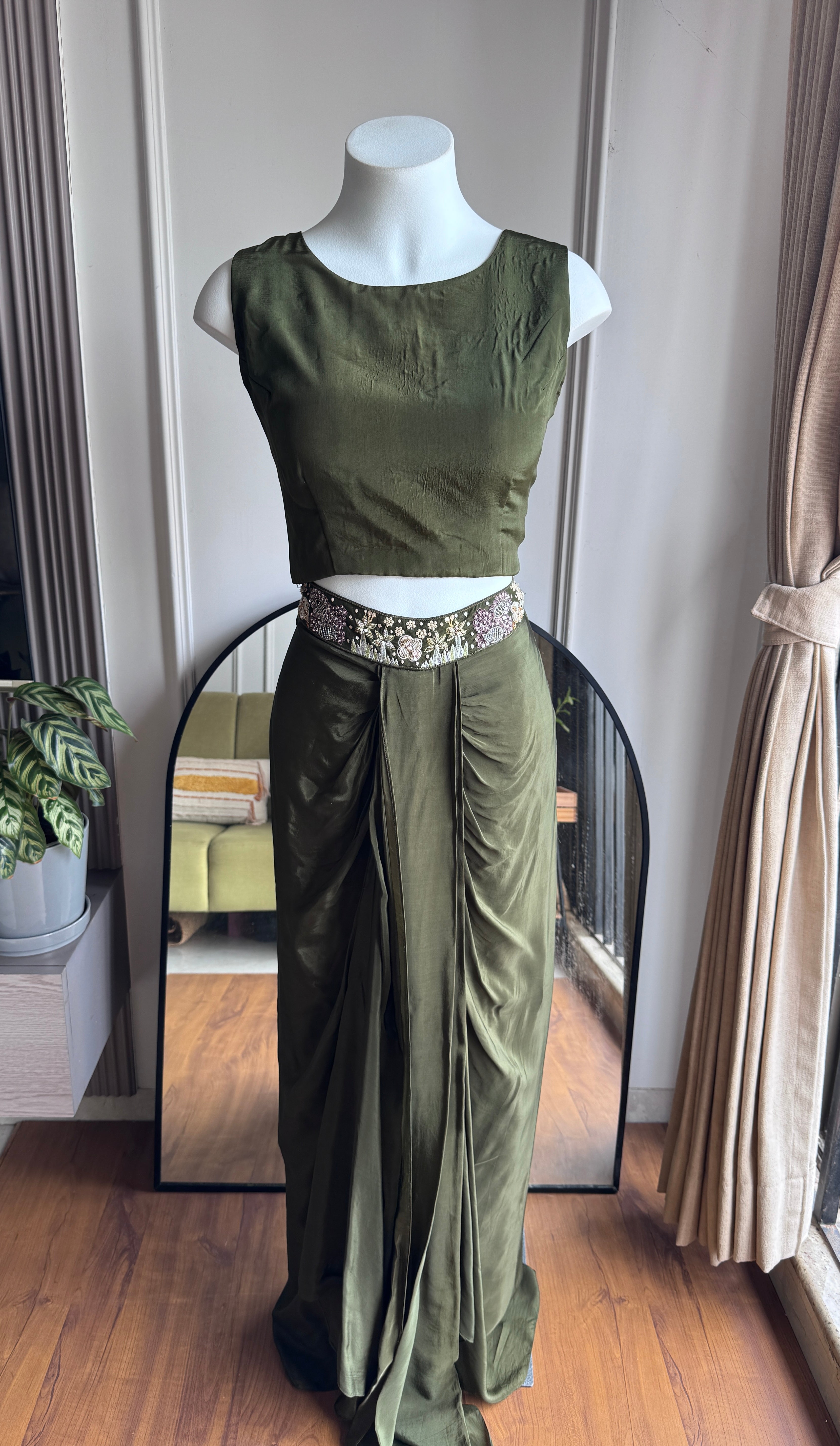 Kirti Handwork Skirt With Jacket Style - Green