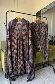 Veeral v neck Aline dress with palazzo and dupatta