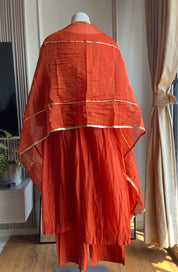 Reshma Handwork Round Neck Dress-Orange
