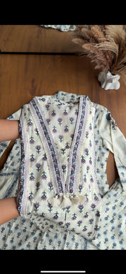 Pihu V Neck Block Printed Aline Mul Cotton Dress