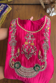 Tara Contrast Bandhej Dupatta Pure zardosi Dress-Pink