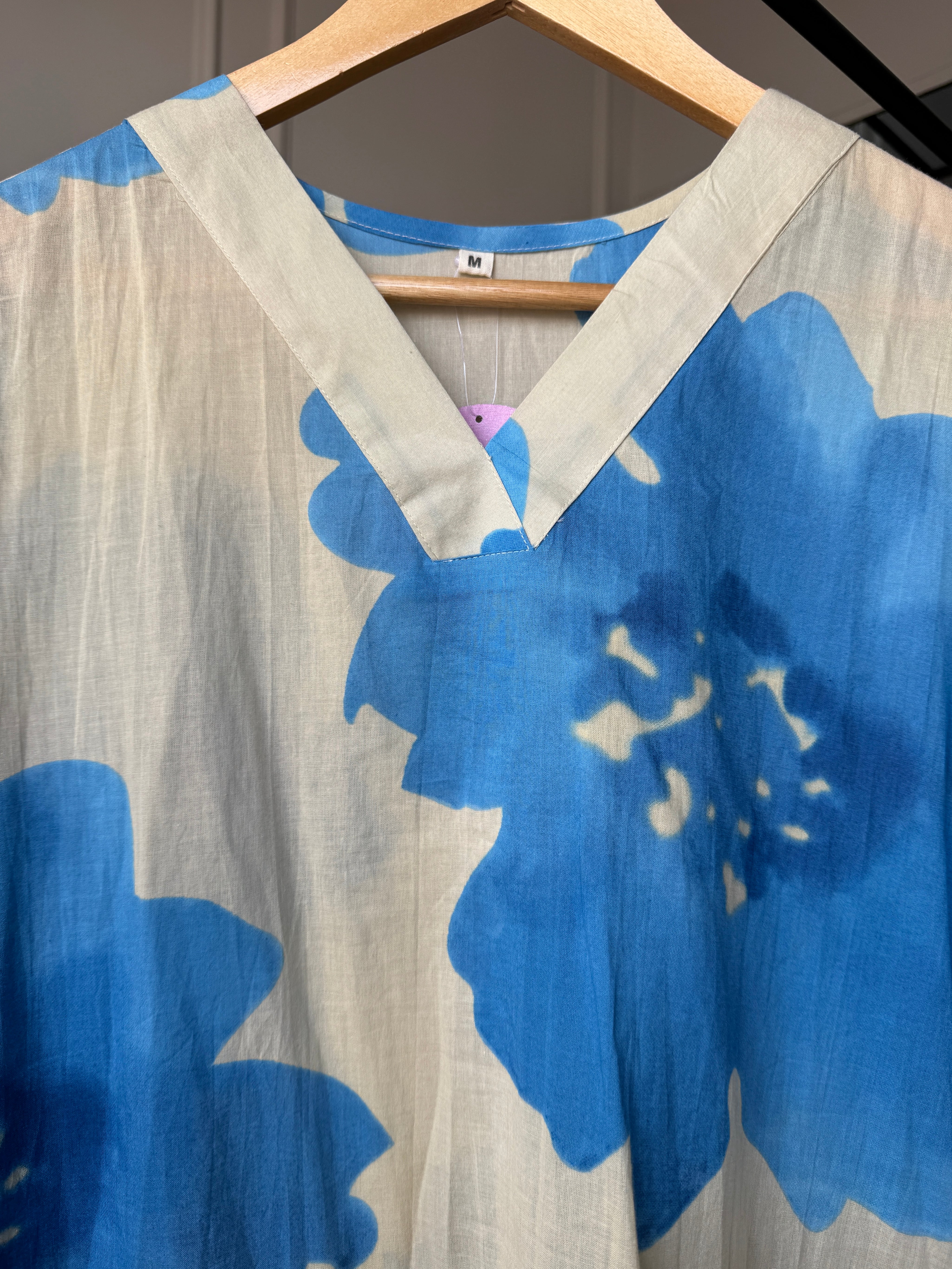 Abstract Cotton Dress- Blue