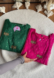 Shivani Bandhani farshi salwar coords- Rani Pink