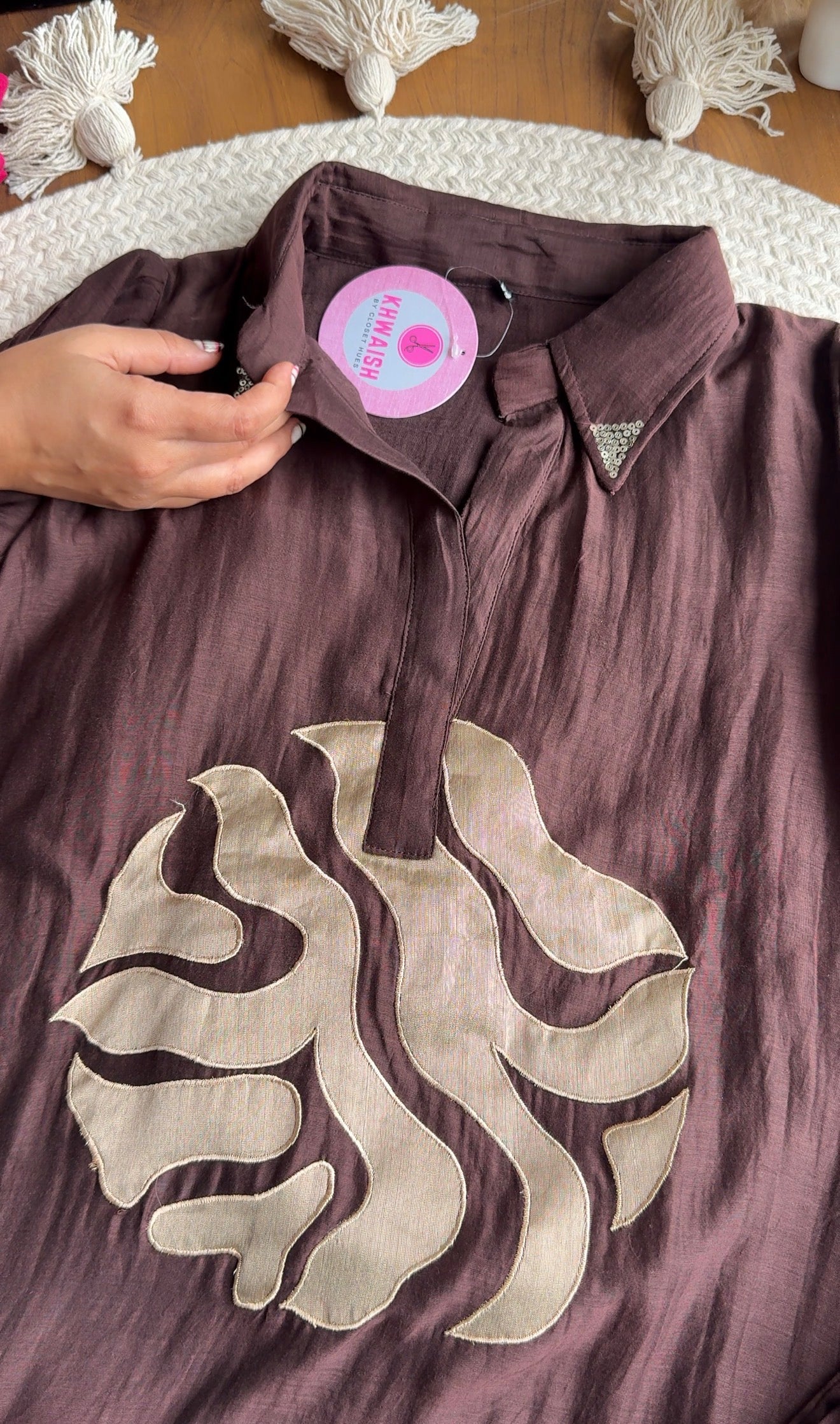 Manjari Mul Chanderi Coords - Brown
