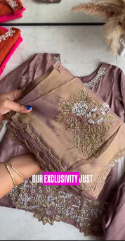 Tanisha Short Kurta Handwork Plazzo - Lavender