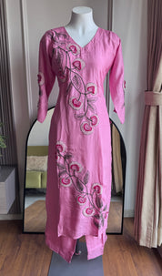 Grishma Embroided Dress- Pink