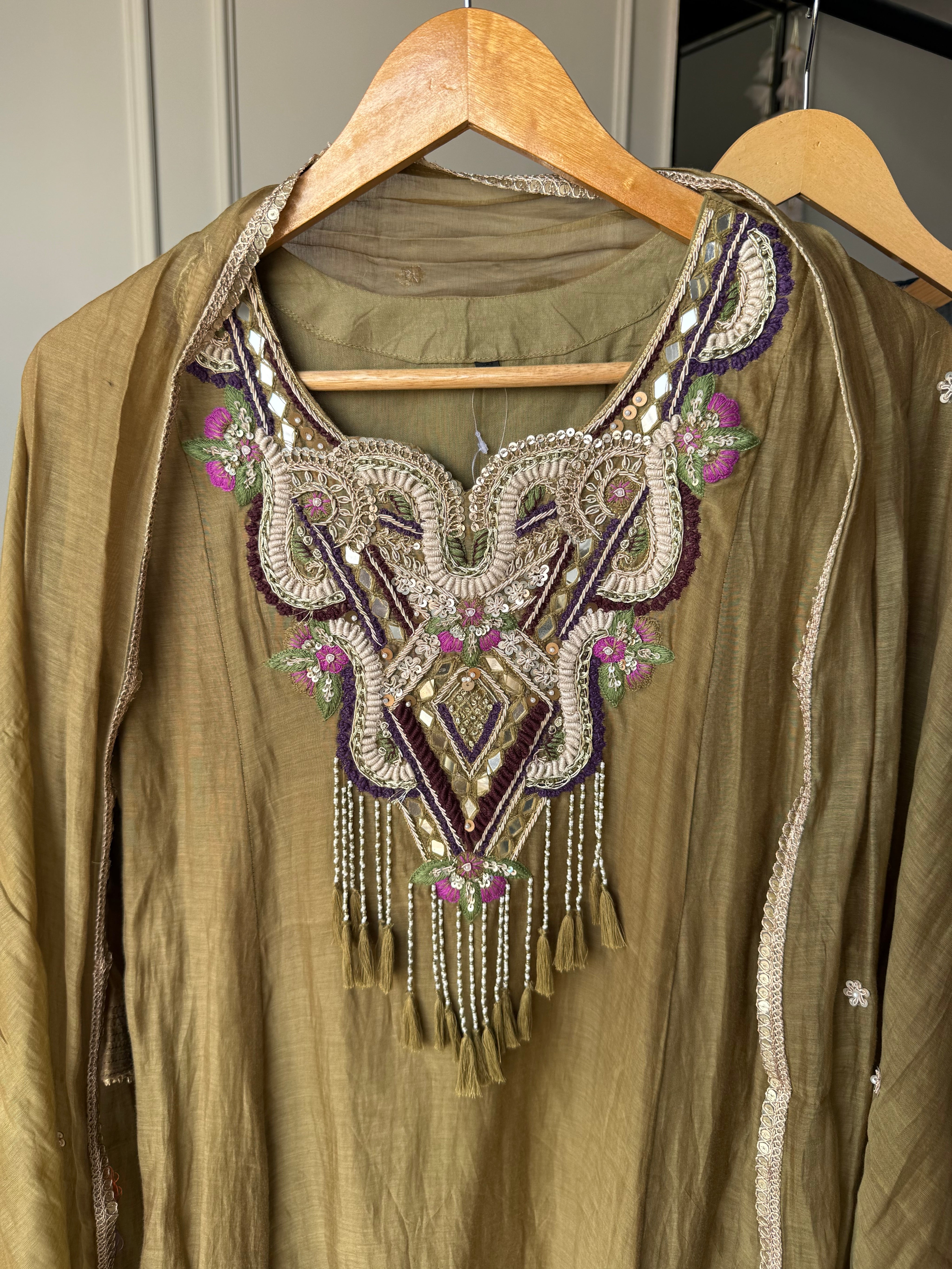 Sujatha Embroided Mul Chanderi Dress