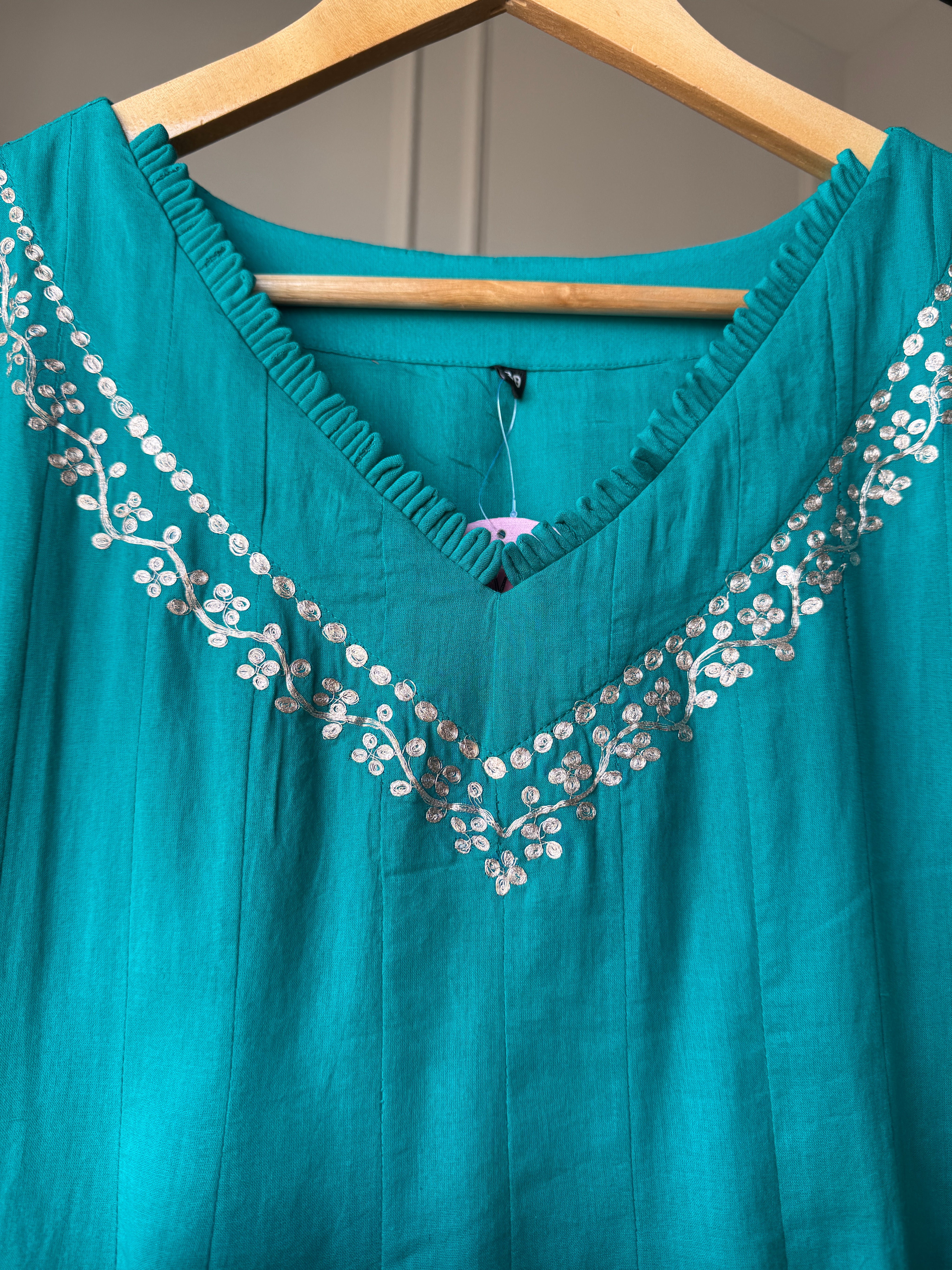 Harshi Mul Cotton Zari Work Dress