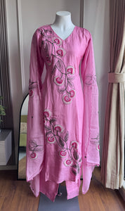 Grishma Embroided Dress- Pink