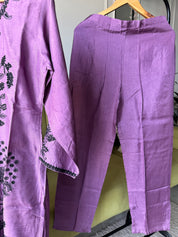 Urvi Russian Silk Embroided Dress- Purple