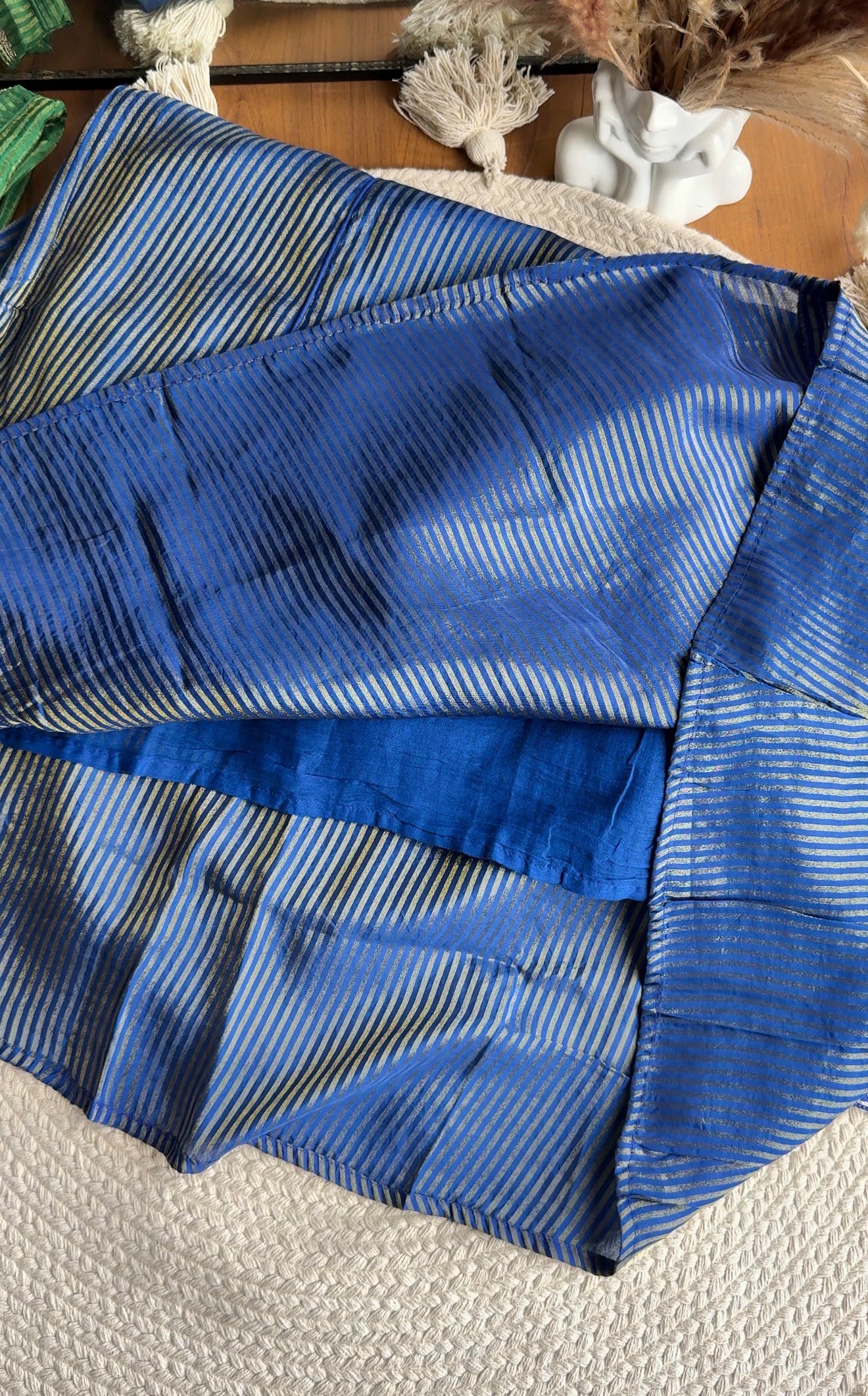 Siddhi Tissue Patchwork Aline Dress- Blue