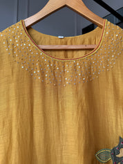 Rani mul chanderi kardana Aline dress with plazzo