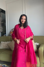 Prachi Dual Tone With Tissue PatcheDress-Pink