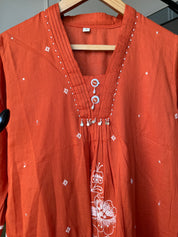 Simoni Embroided Aline Dress- Rust