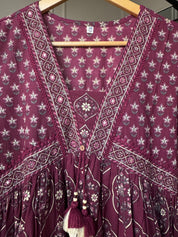 Niyati Cotton Anarkali Dress-Wine