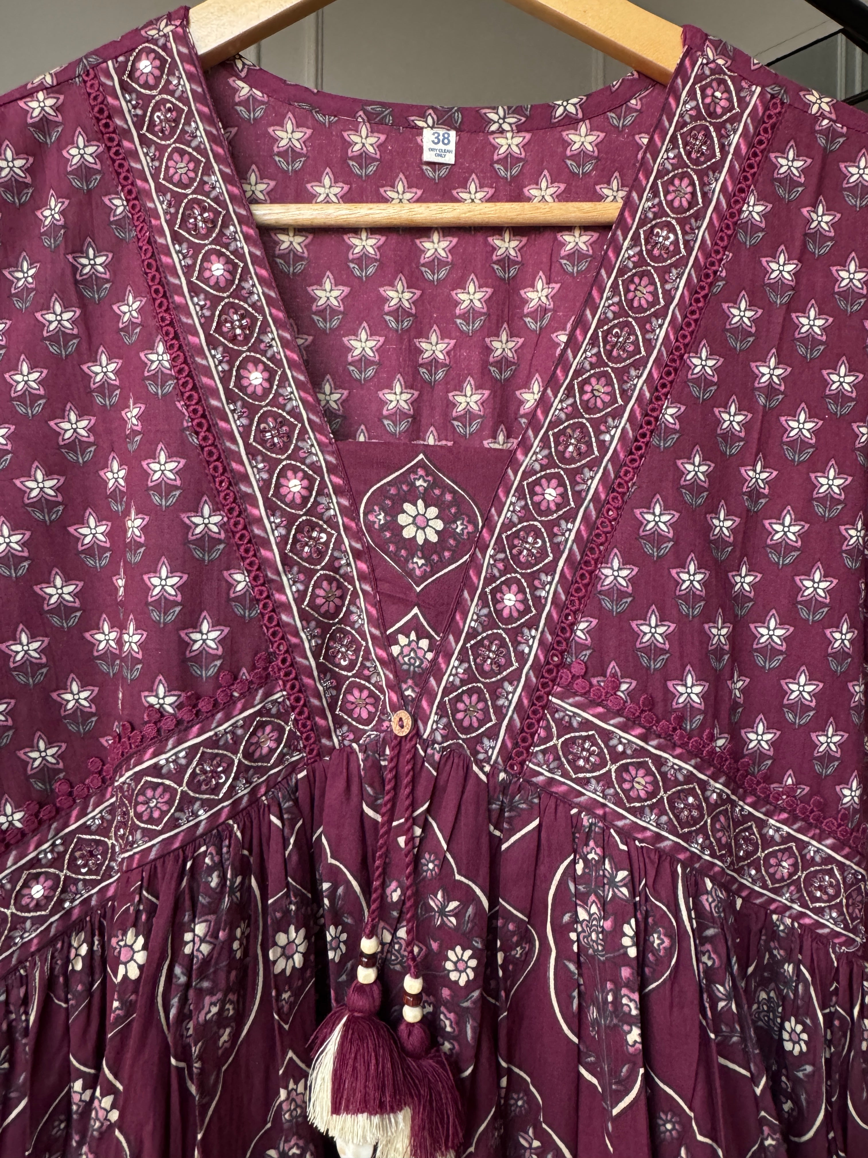 Niyati Cotton Anarkali Dress-Wine