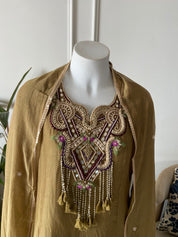 Parvati Embroidered dress with pant mehendi colour