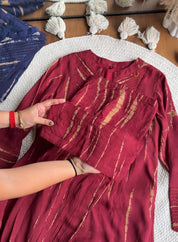 Kiara farshi pants shibori coord set (crimson)