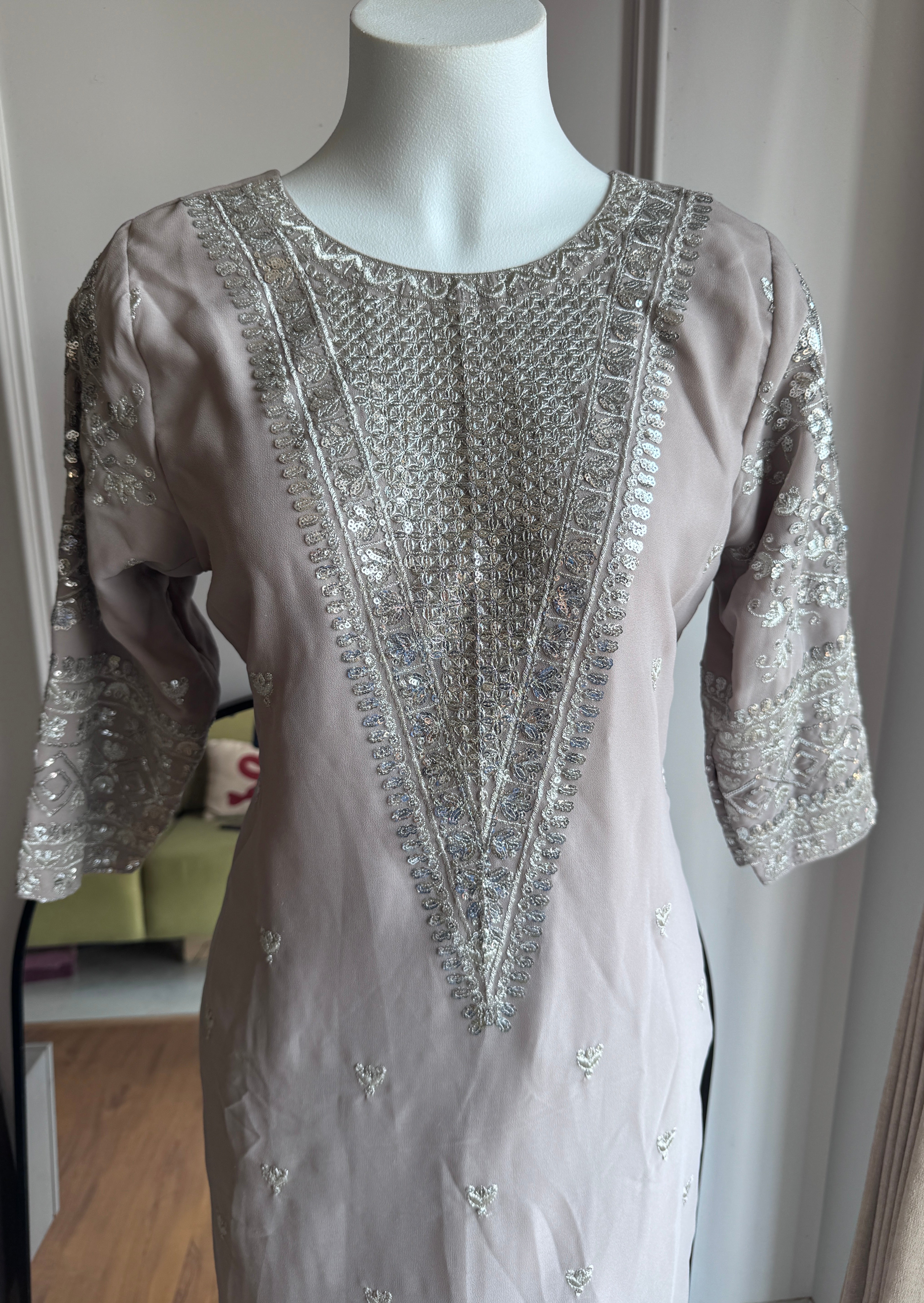 Nili Handwork Dress- Grey