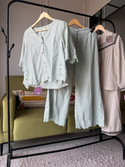 Neha Cut Work Coord Set- Mint Green