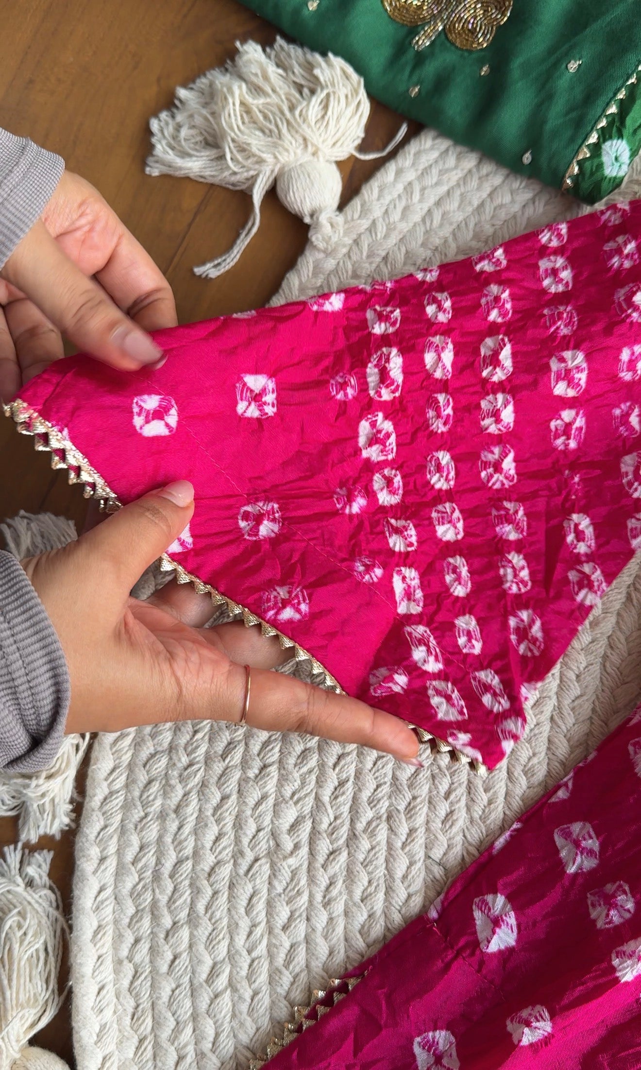 Shivani Bandhani farshi salwar coords- Rani Pink