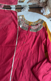 Yukti Handwork Mul Chanderi Dress- Red