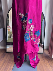 Kanak Multi Colour Handwork Dress- Maroon