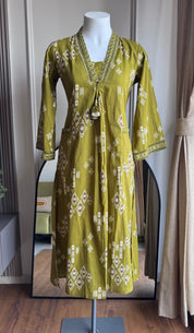 Rooh Cotton Print Dress- Green