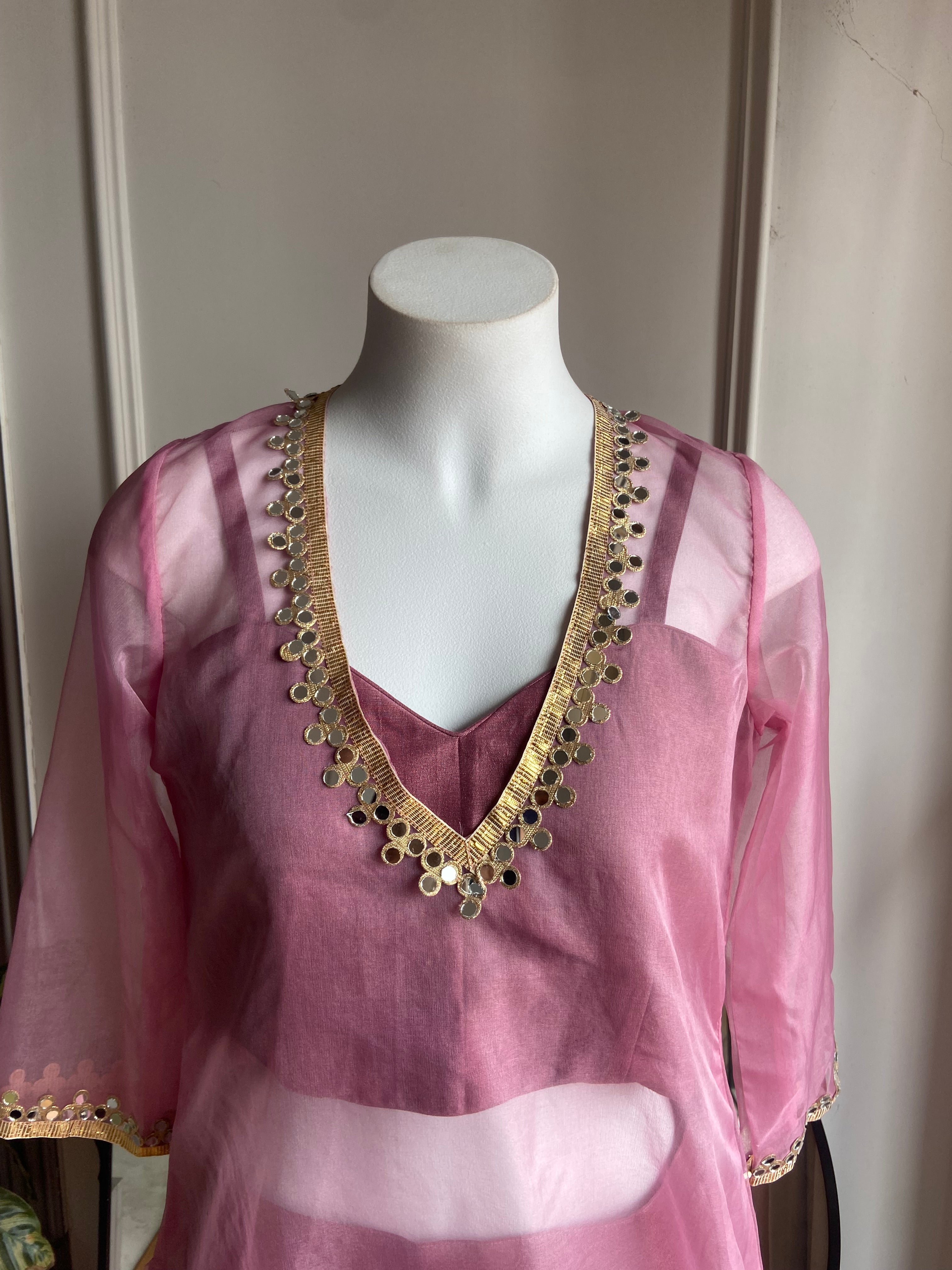 Preet v neck buster pattern with plazzo dress