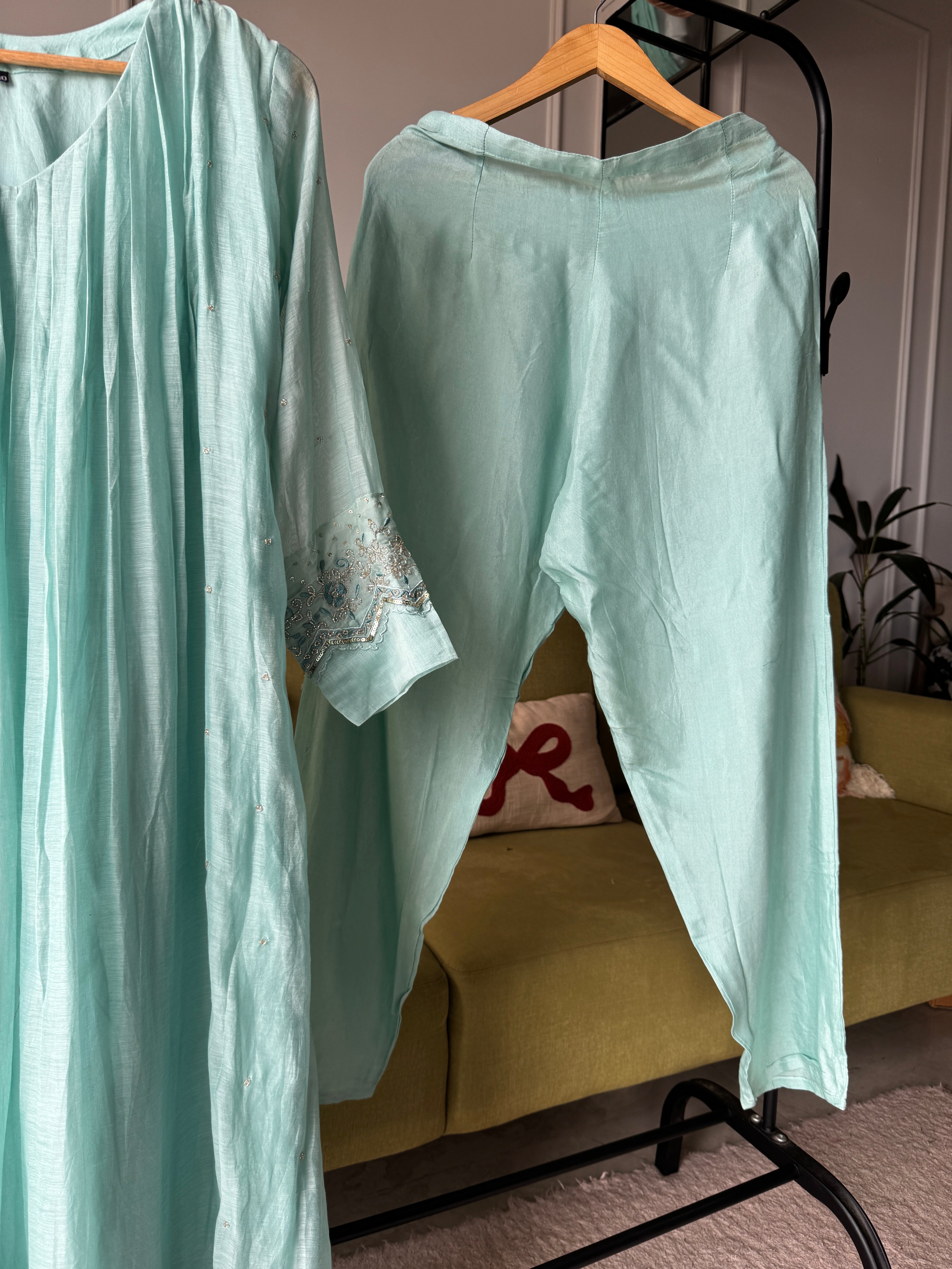 Priyanka Mul Chanderi Pleated Handwork Dress