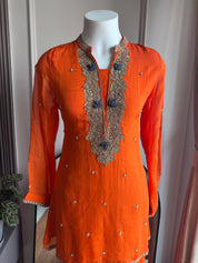 Tina Handwork Dress- Rust