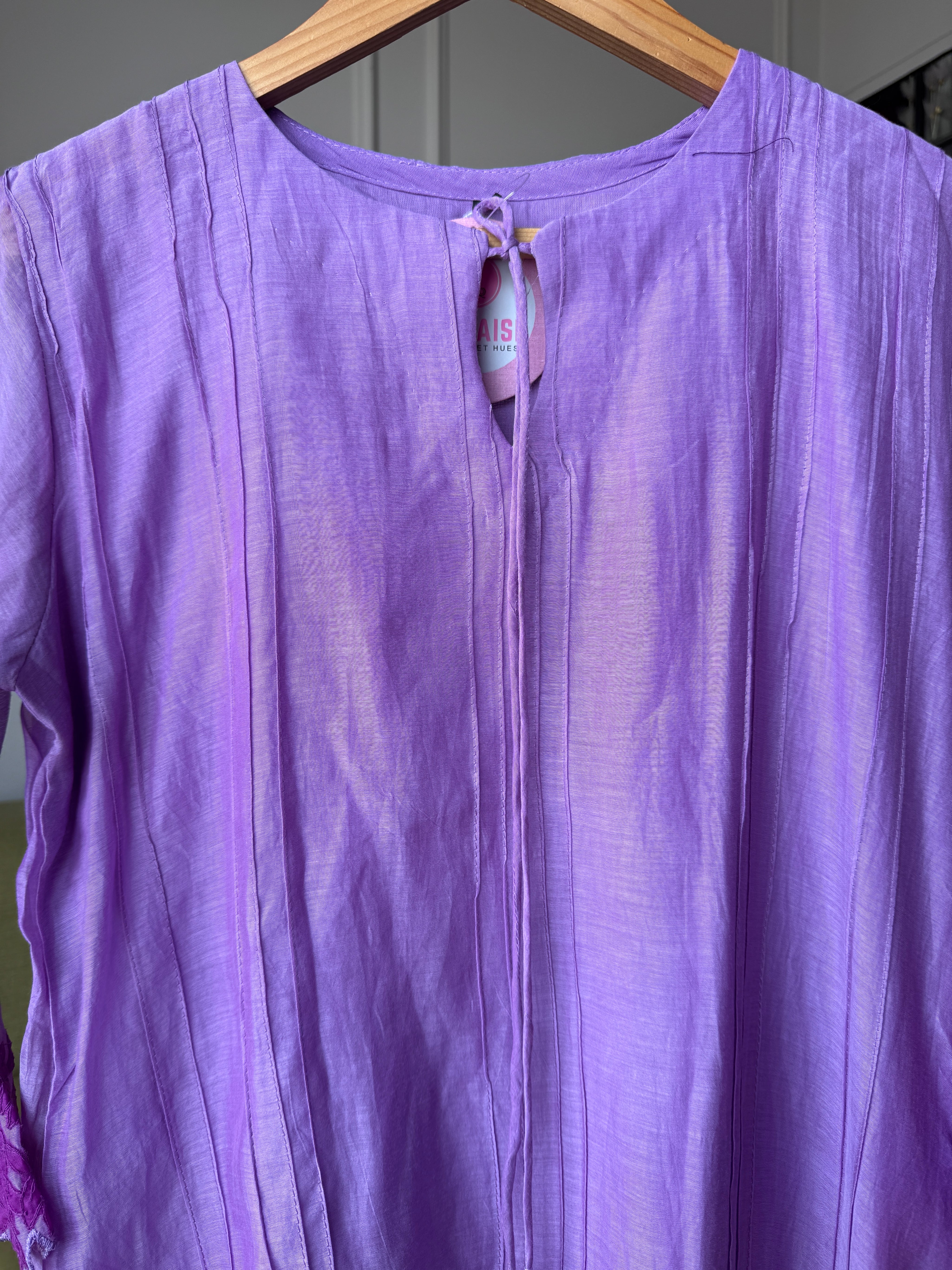 Chahat Embroided Cut Work Dress- Purple