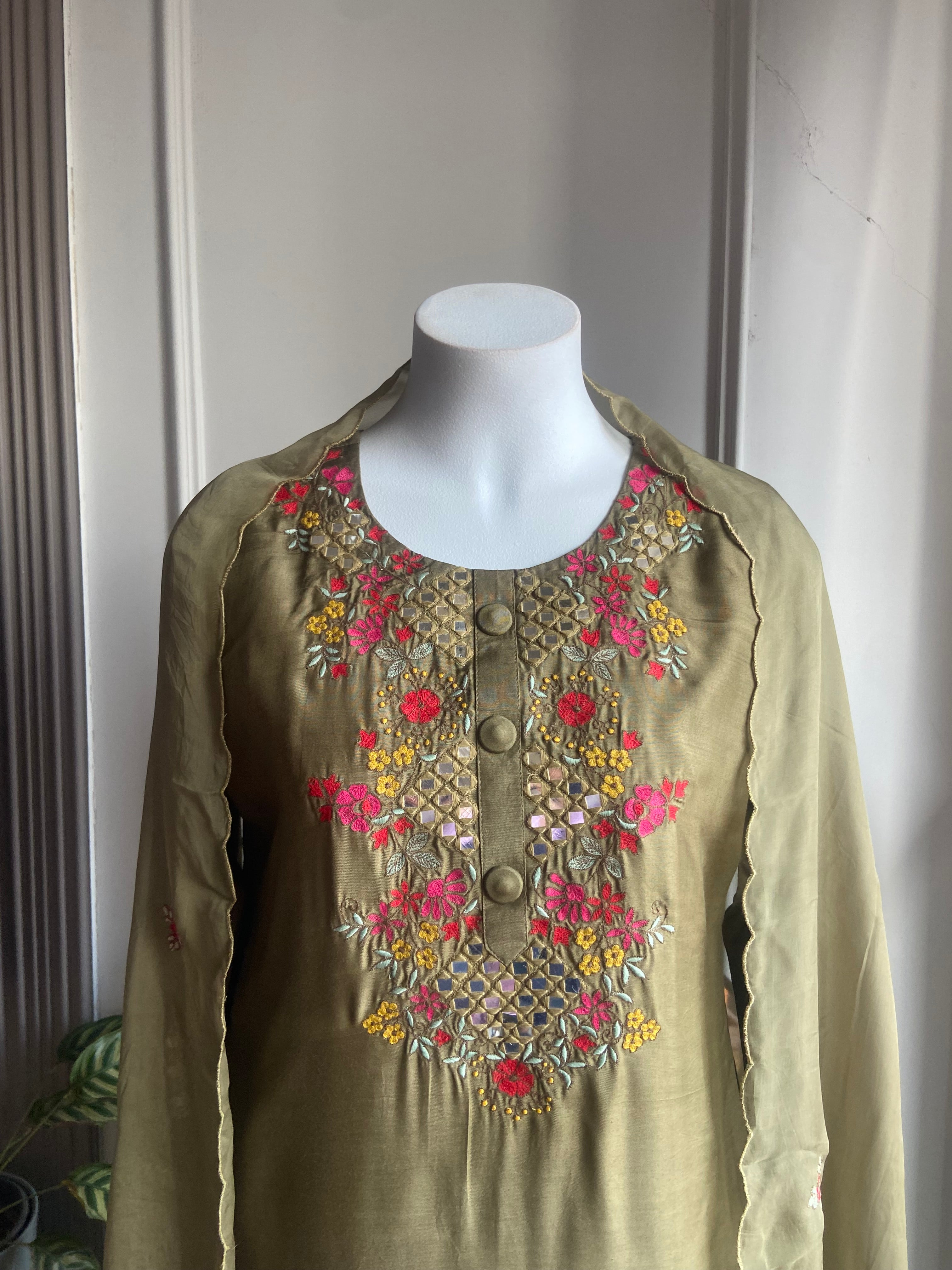 Anika Mirror Work- Army Green